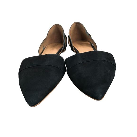 MADEWELL Leather/Suede D’Orsay CutOut Flats 9.5 Black Point Toe Office Classic - Picture 4 of 10